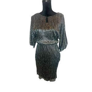 NWT J. TAYLOR METALLIC SPARKLY FLASHY KNEE LENGTH PARTY‎ DRESS WOMENS SIZE 4